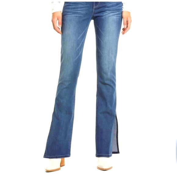 Wit & Wisdom Split Hem Floor Grazing Vintage Style Bootcut Blue Jeans - Picture 1 of 12